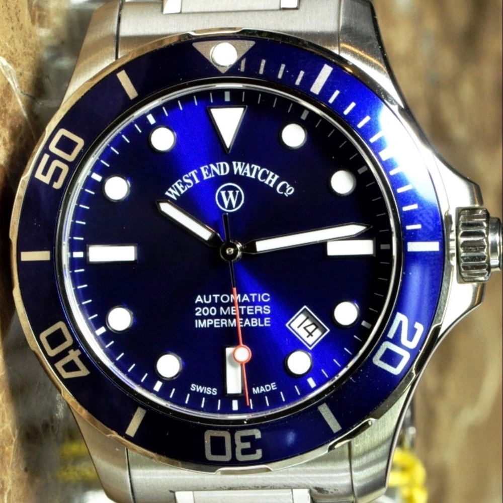 West End Watch Swiss Auto Sapphire Blue Bezel Blue